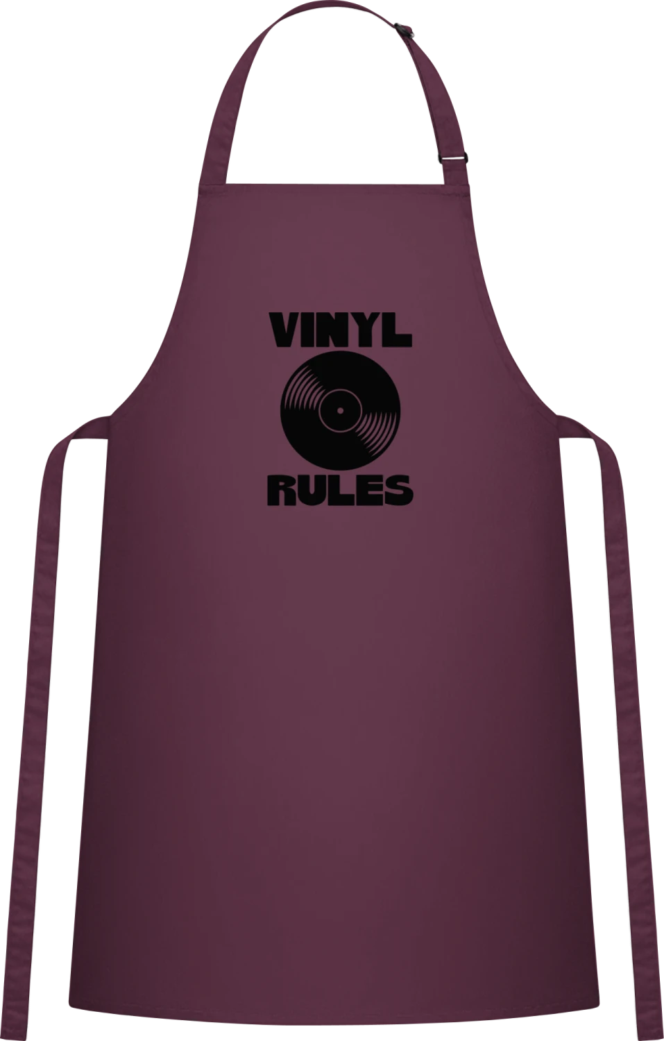 Vinyl Rules - Aubergine Cotton Bib Apron - Front