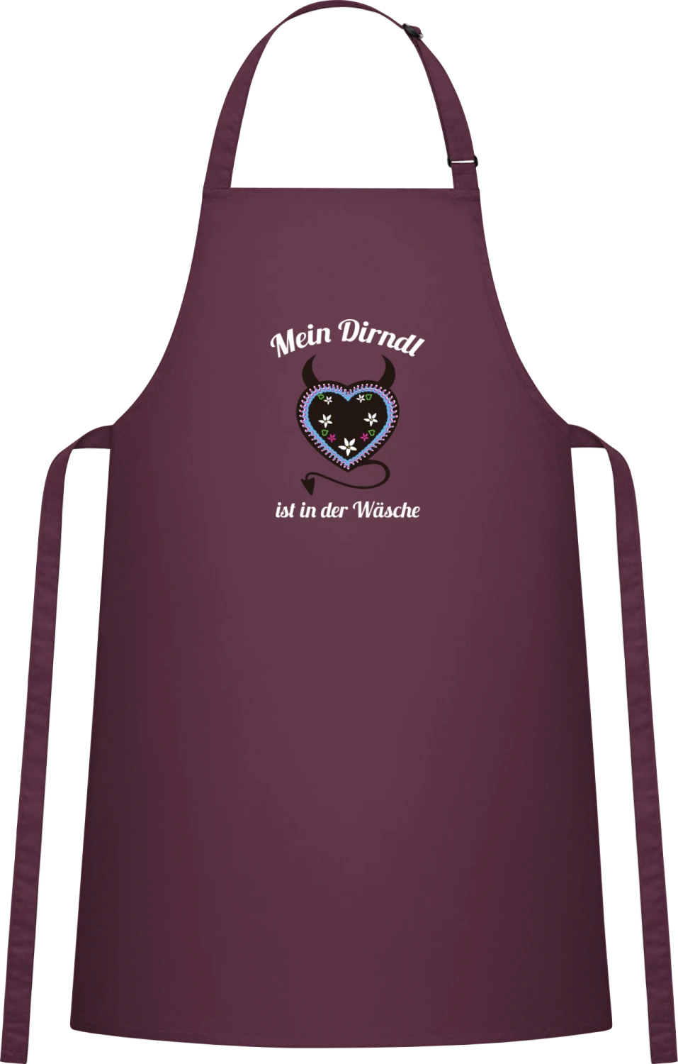 Mein Dirndl ist in der Wäsche - Aubergine Cotton Bib Apron - Front