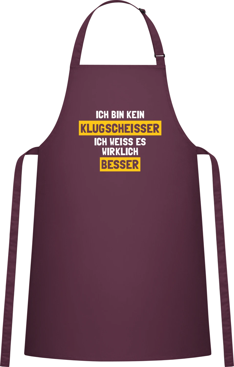 Ich bin kein Klugscheisser - Aubergine Cotton Bib Apron - Front