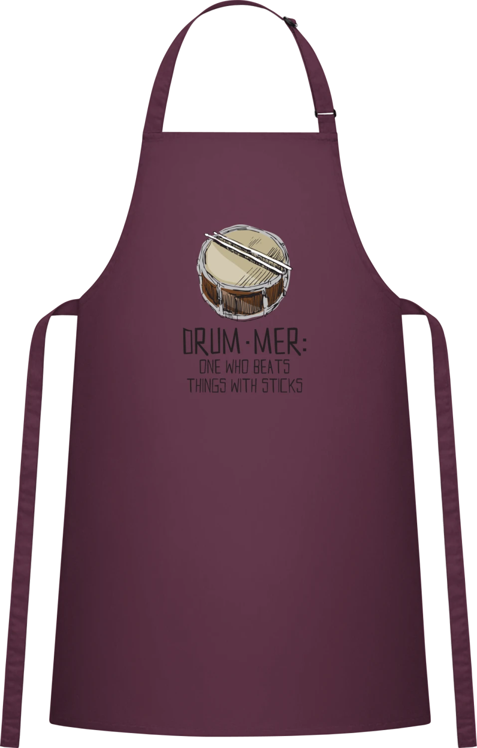 Drummer Beats Things With Sticks - Aubergine Cotton Bib Apron - Front