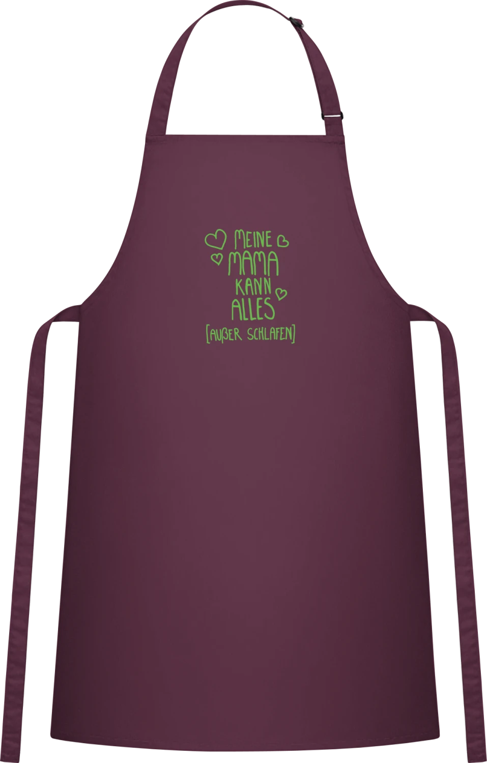 Meine Mama kann alles außer schlafen - Aubergine Cotton Bib Apron - Front