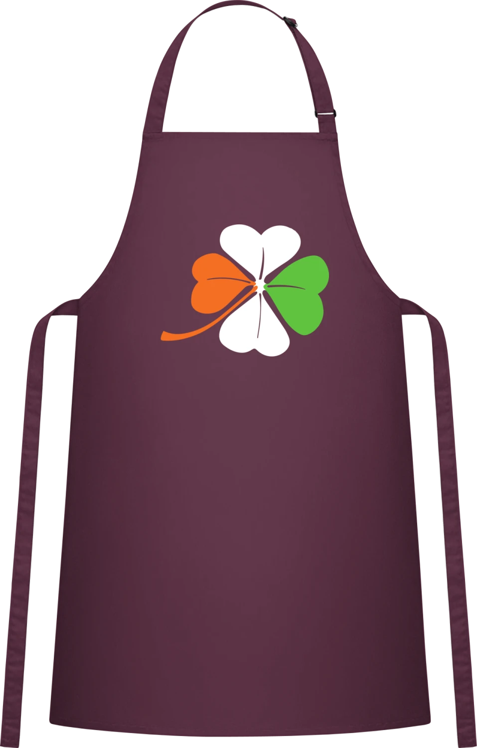 Irish Cloverleaf - Aubergine Cotton Bib Apron - Front