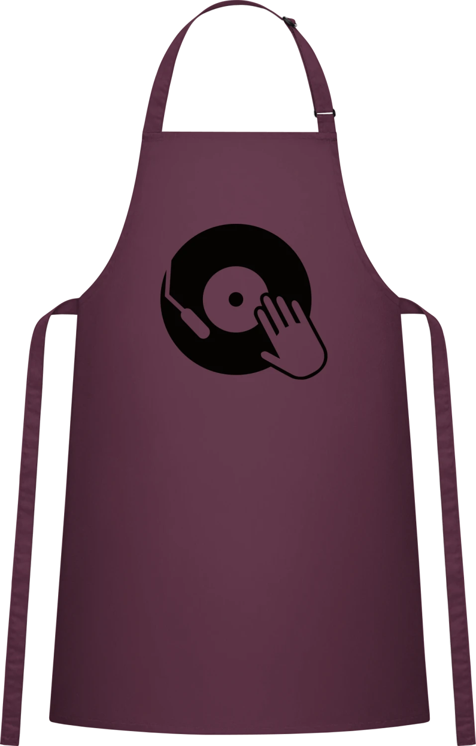 DJ Vinyl Turntable - Aubergine Cotton Bib Apron - Front