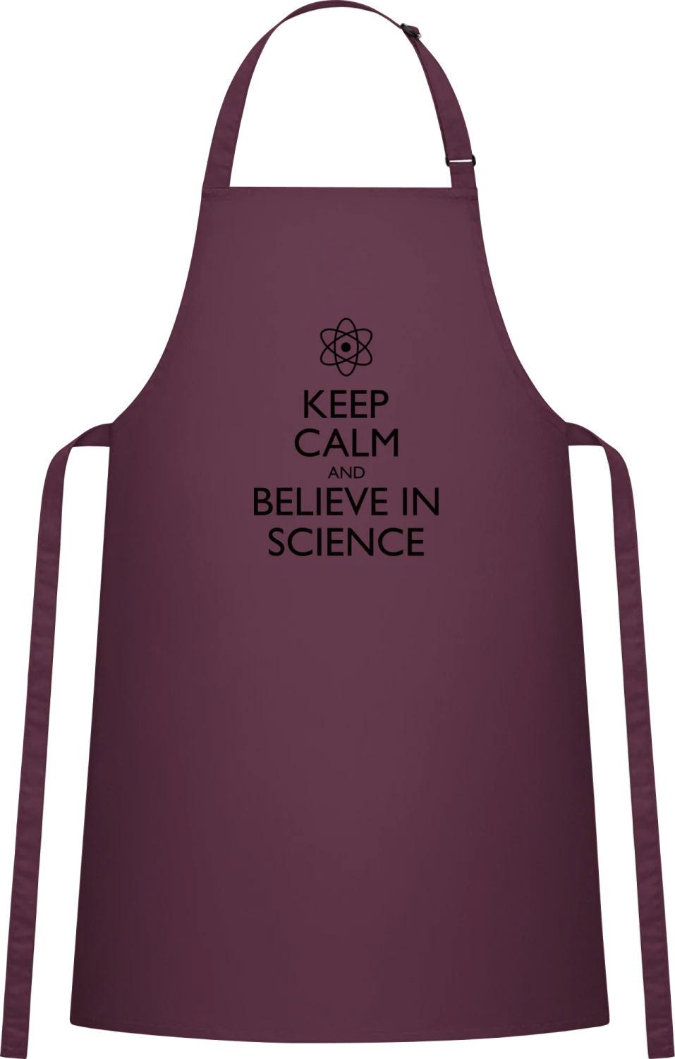 Keep Calm and Believe in Science - Aubergine Cotton Bib Apron - Front