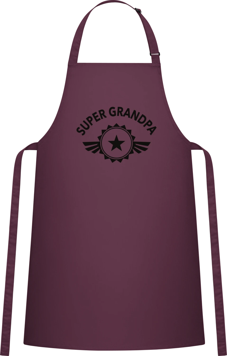 Super Grandpa Star - Aubergine Cotton Bib Apron - Front