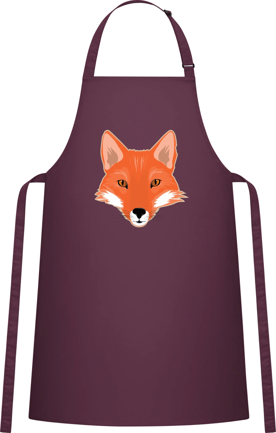 Fox - Aubergine Cotton Bib Apron - Front