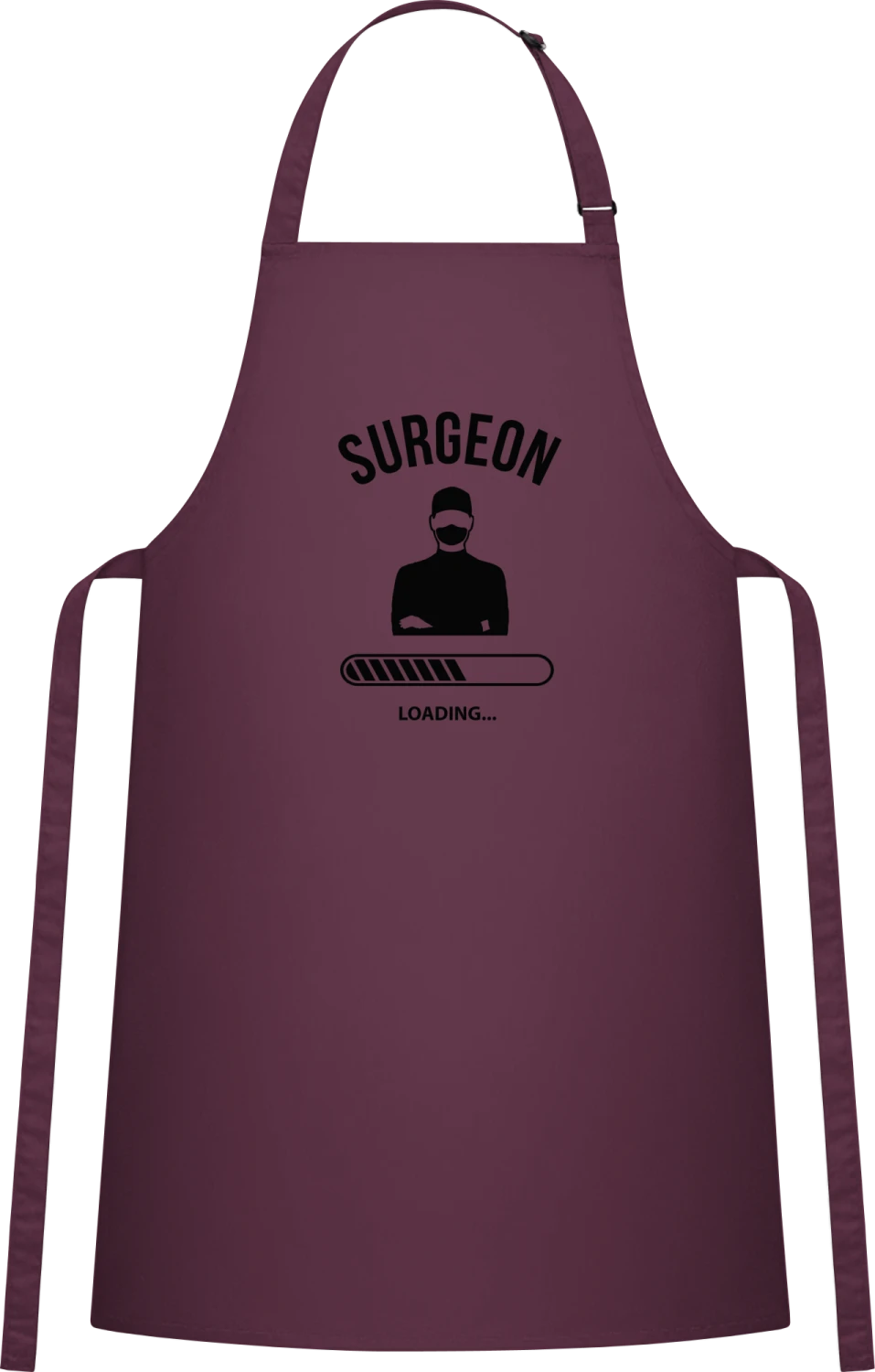 Surgeon Loading - Aubergine Cotton Bib Apron - Front