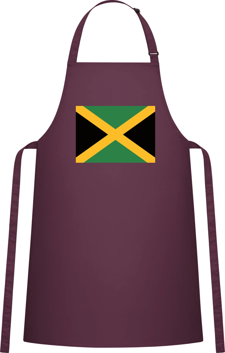 Jamaica Flag - Aubergine Cotton Bib Apron - Front