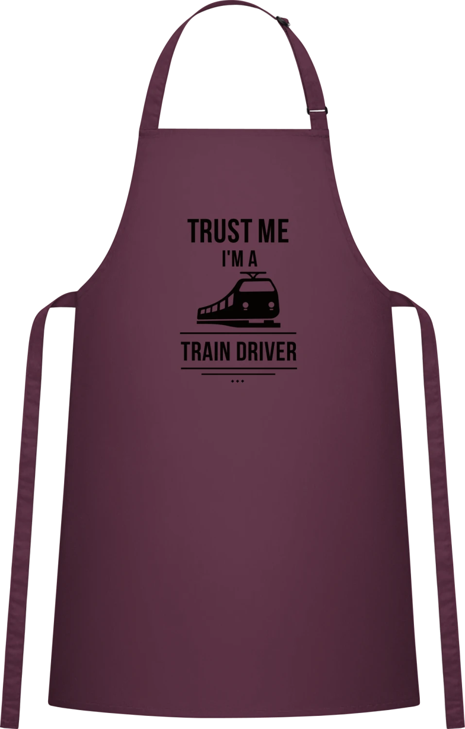 Trust Me I´m A Train Driver - Aubergine Cotton Bib Apron - Front