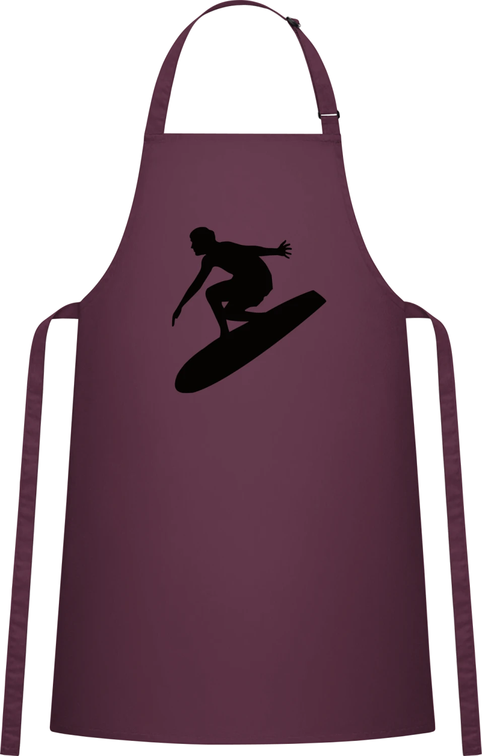 Surfer Wave Rider - Aubergine Cotton Bib Apron - Front