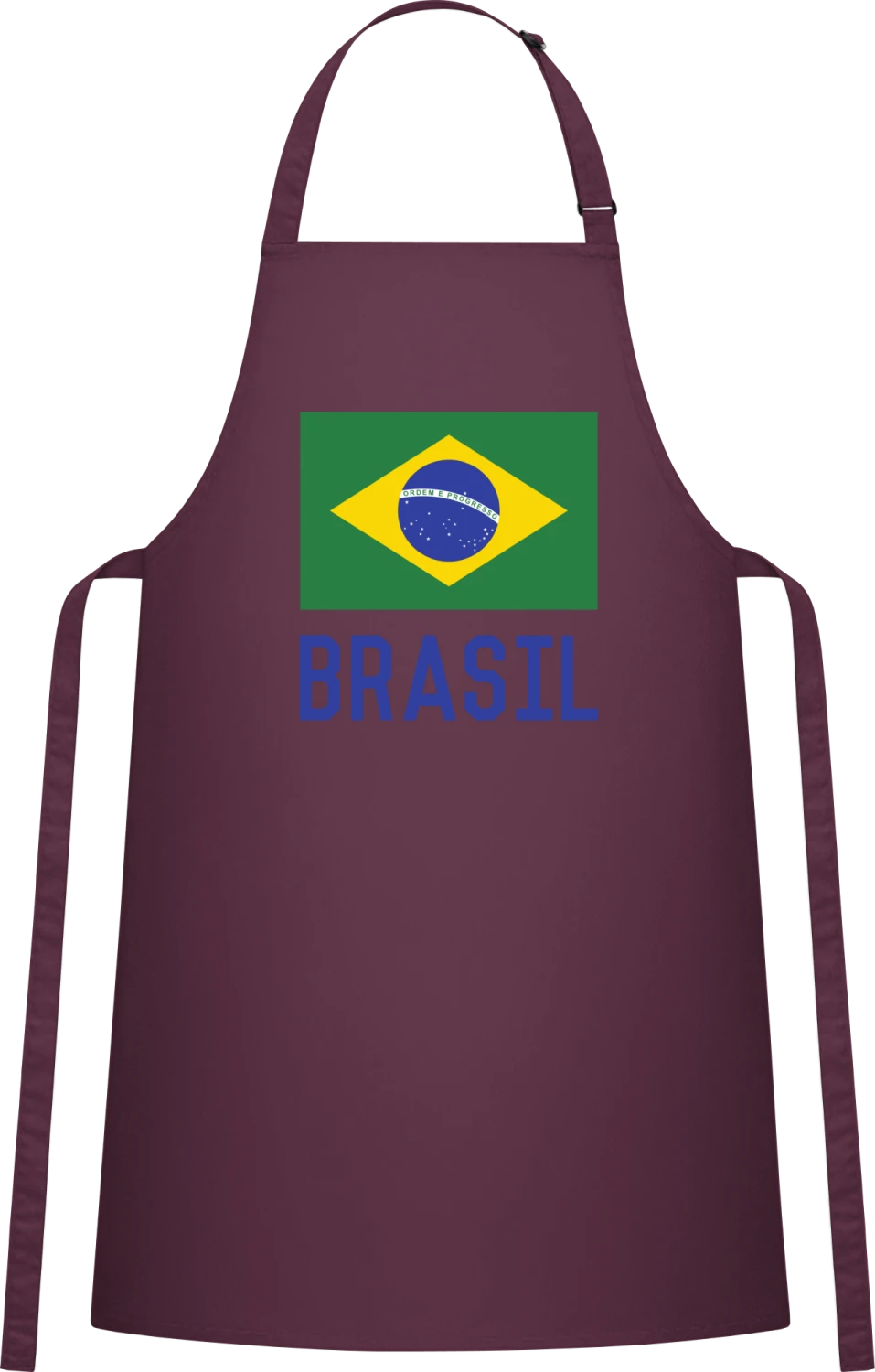 Brasilian Flag - Aubergine Cotton Bib Apron - Front