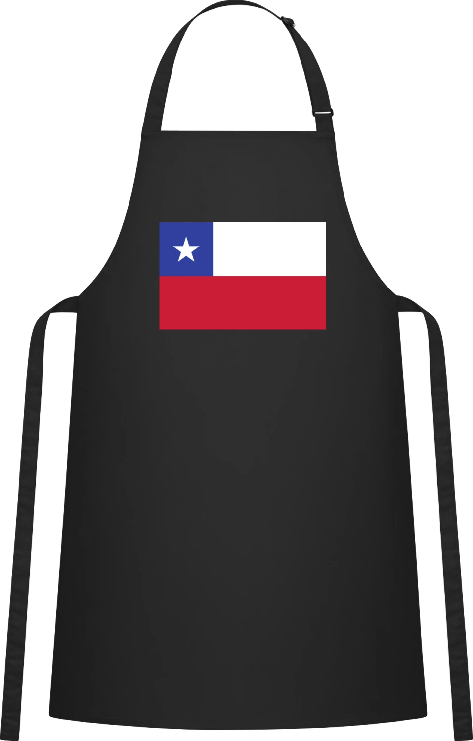 Chile Flag - Black Cotton Bib Apron - Front