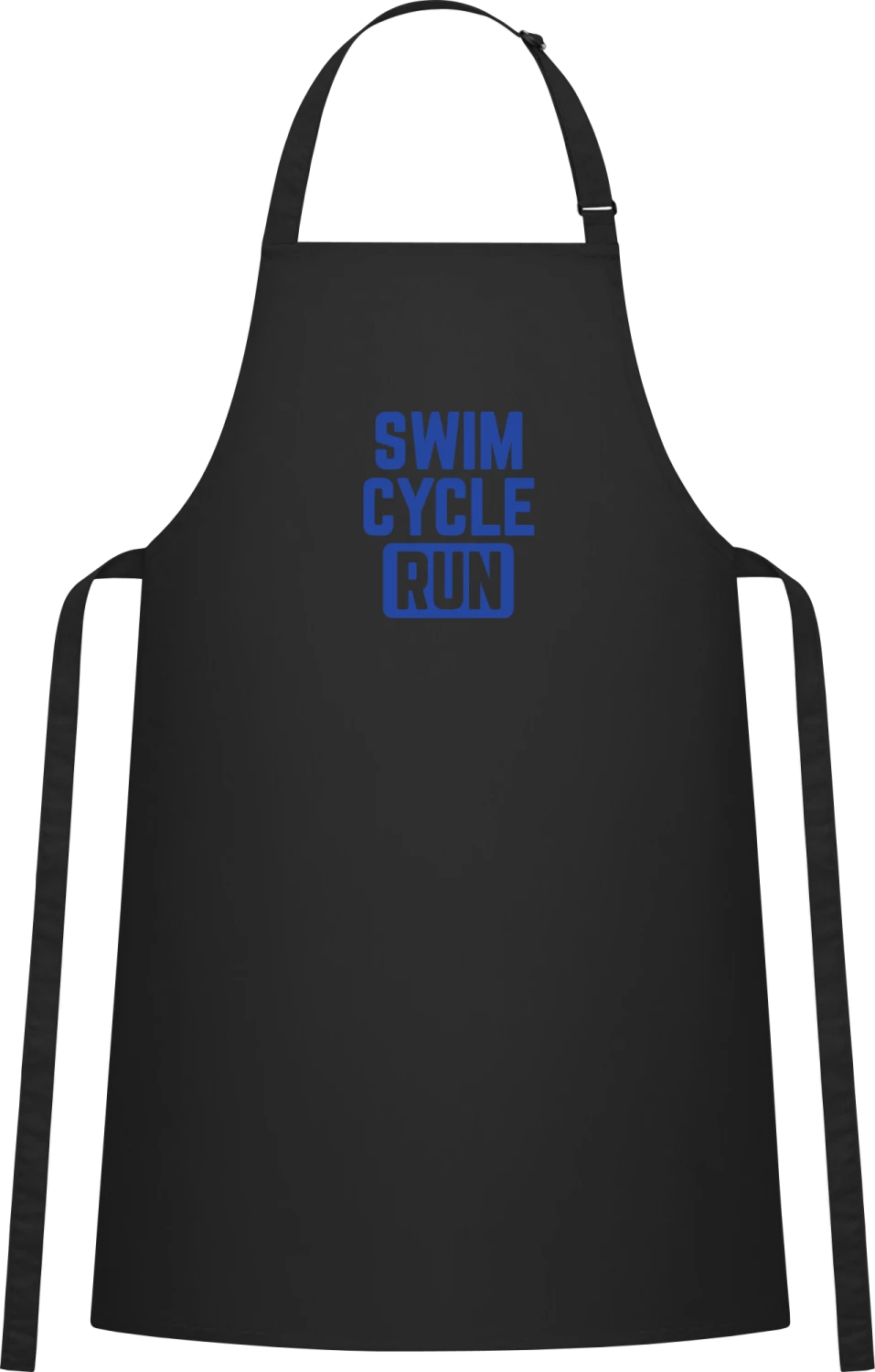 Swim Cycle Run - Black Cotton Bib Apron - Front