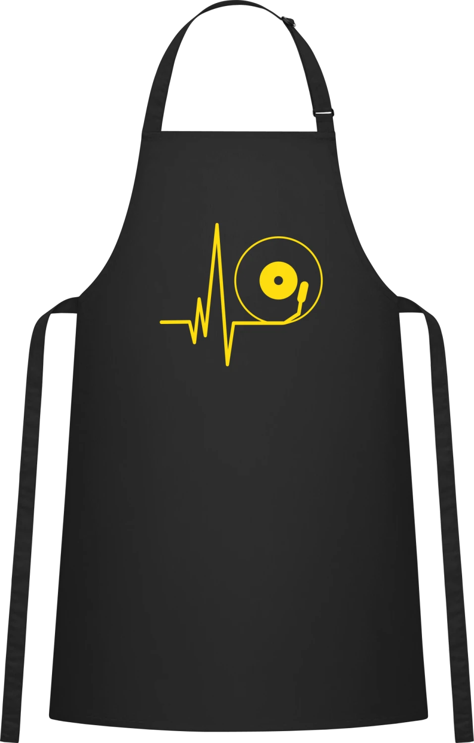 Vinyl Beat - Black Cotton Bib Apron - Front