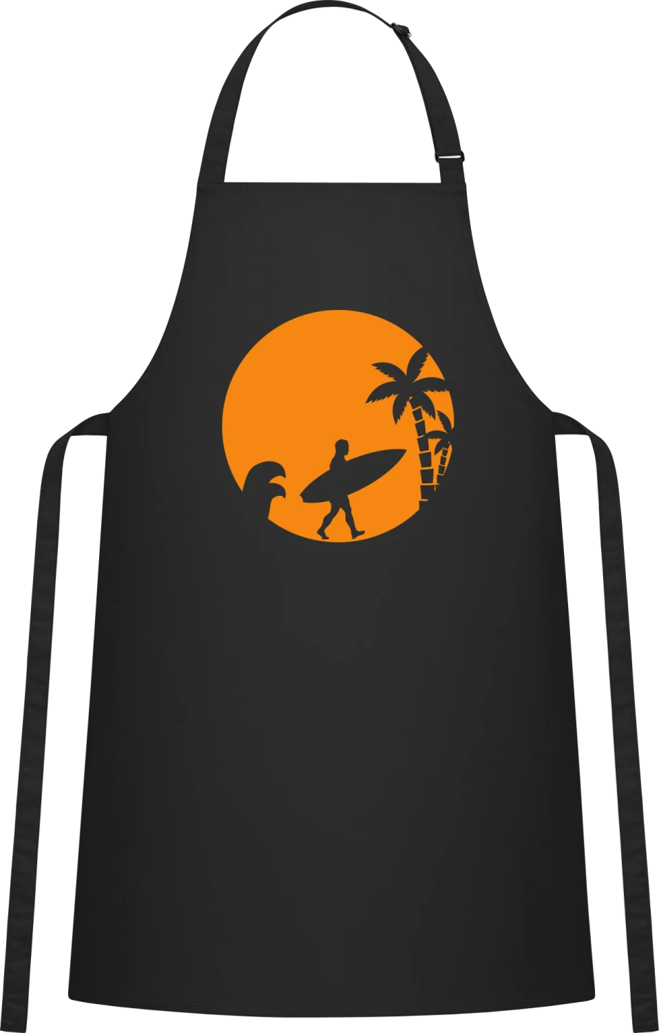 Surfer Paradise - Black Cotton Bib Apron - Front