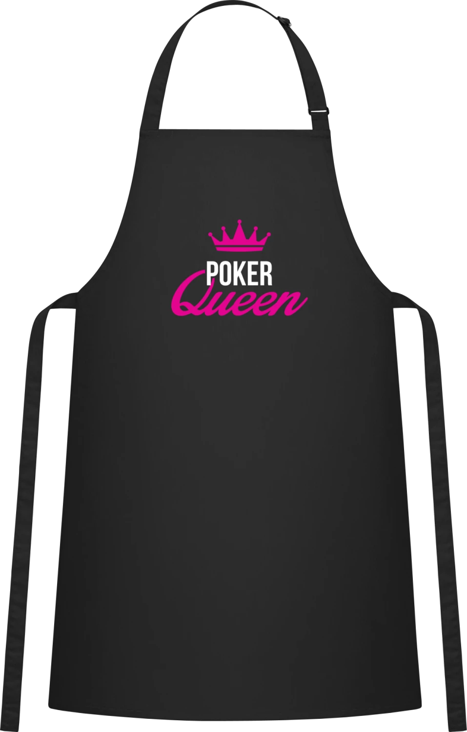 Poker Queen - Black Cotton Bib Apron - Front