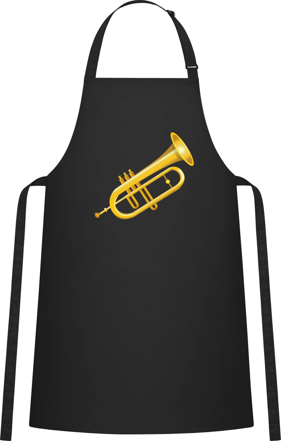 Golden Trumpet - Black Cotton Bib Apron - Front