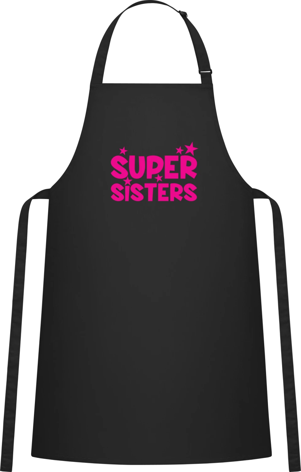 Super Sisters - Black Cotton Bib Apron - Front