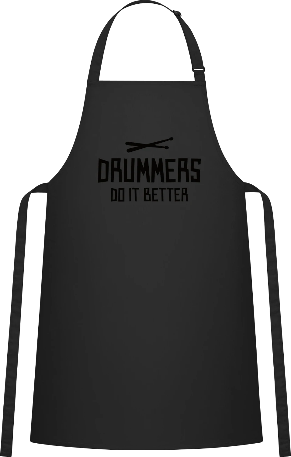 Drummers Do It Better - Black Cotton Bib Apron - Front