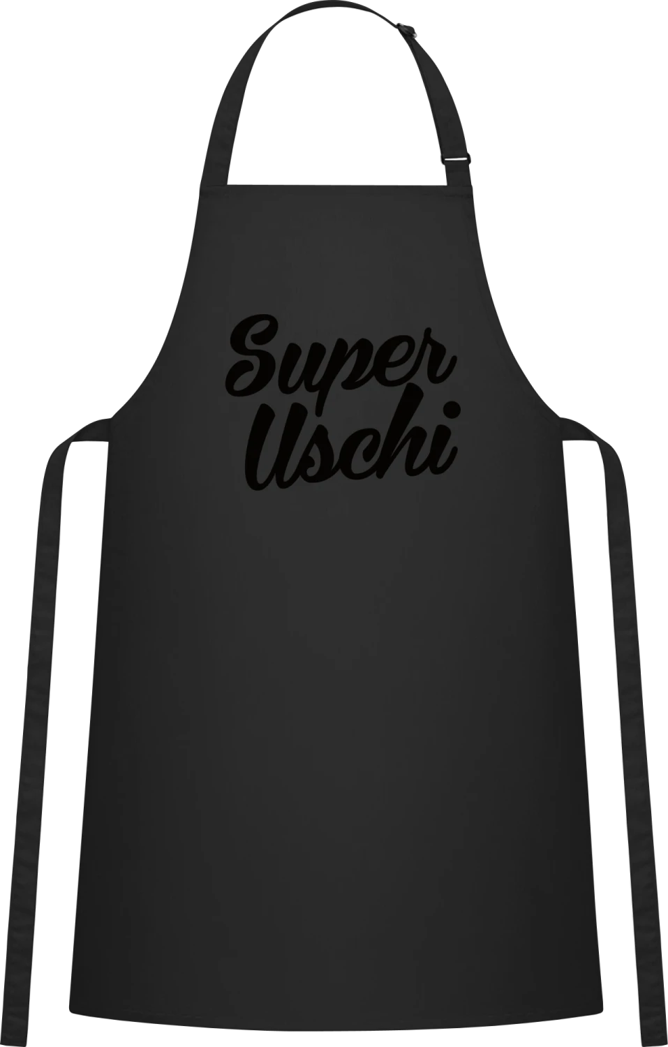 Super Uschi - Black Cotton Bib Apron - Front