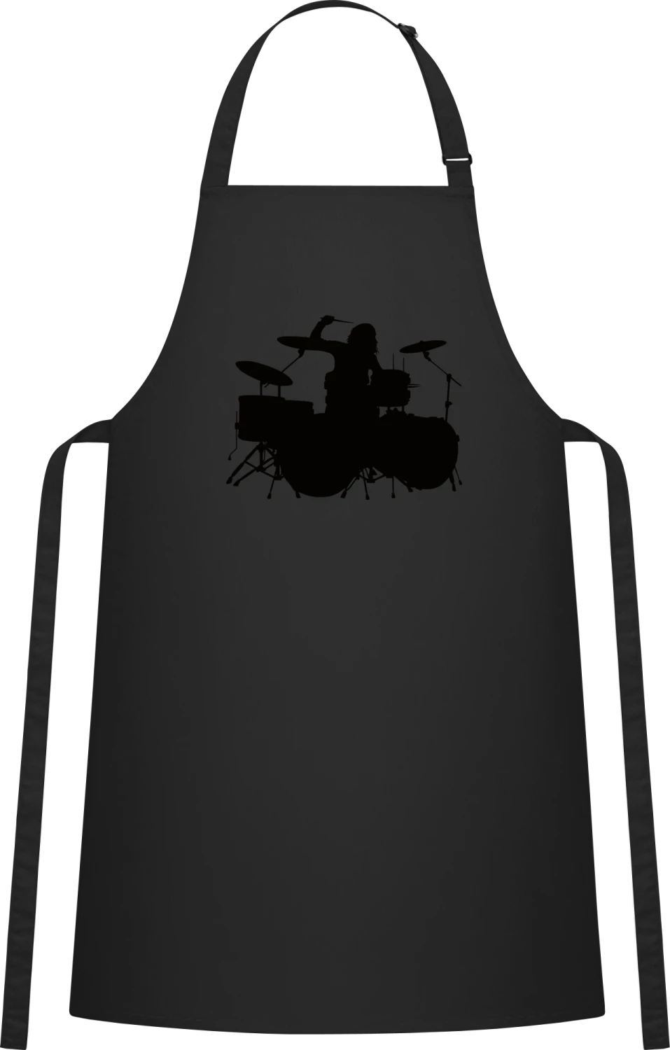 Schlagzeugerin Drummer - Black Cotton Bib Apron - Front