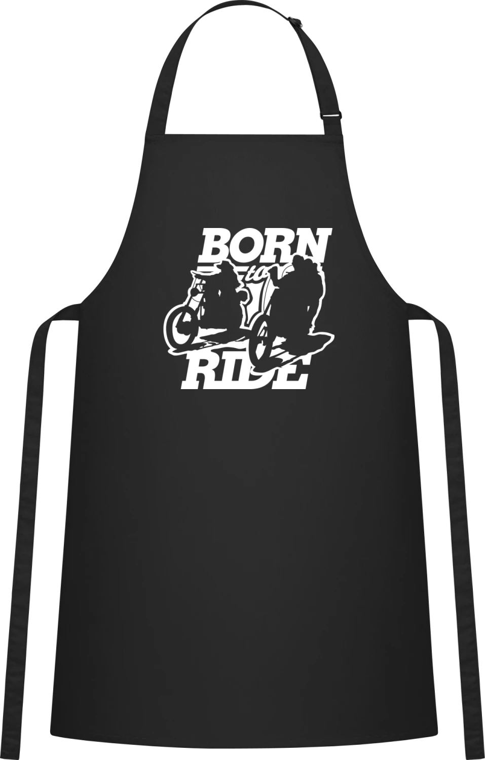 Born To Ride - Black Cotton Bib Apron - Front