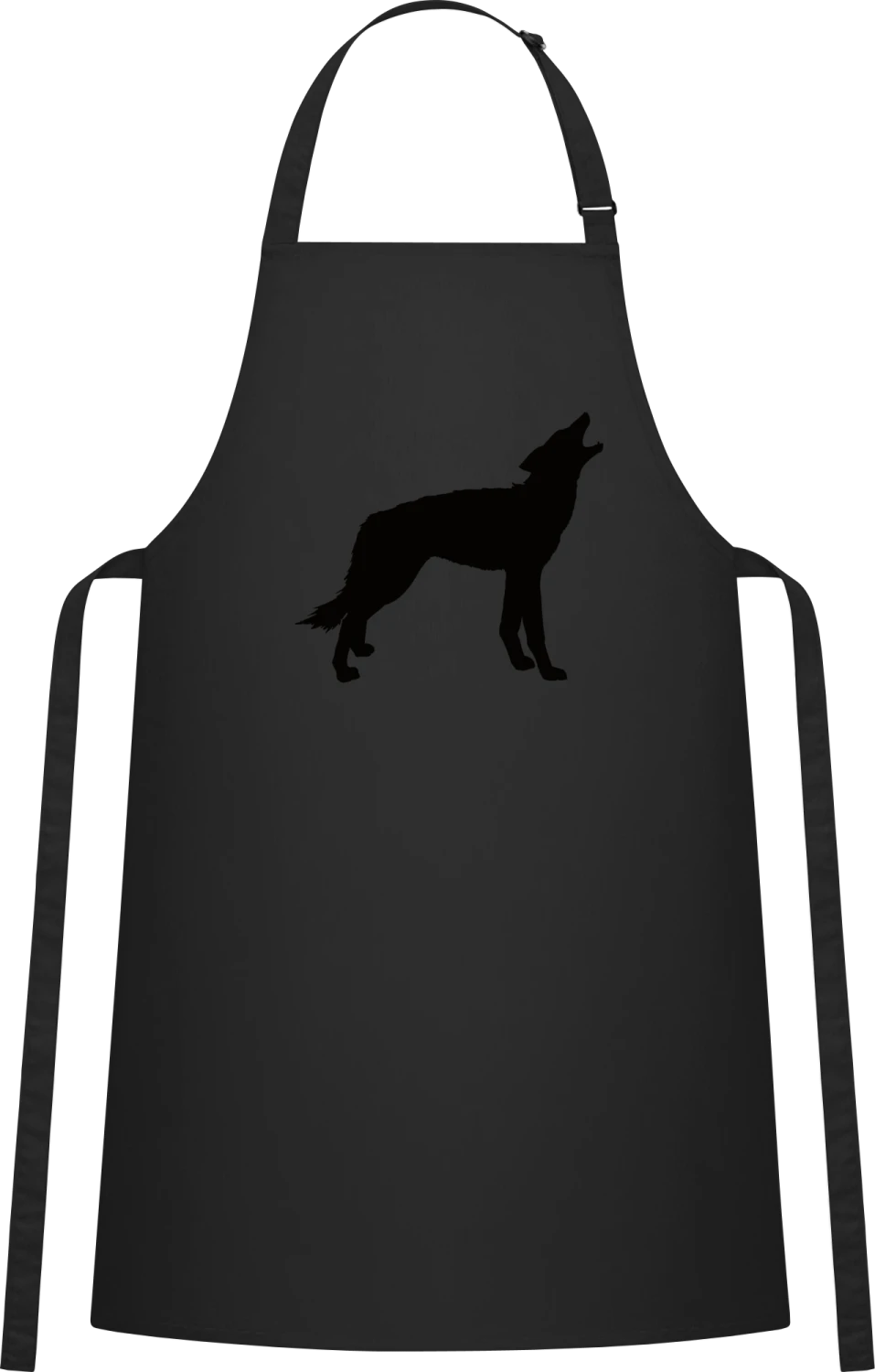 Wolf - Black Cotton Bib Apron - Front