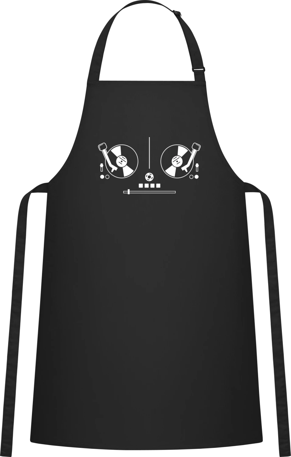 DJ Turntable Mix - Black Cotton Bib Apron - Front