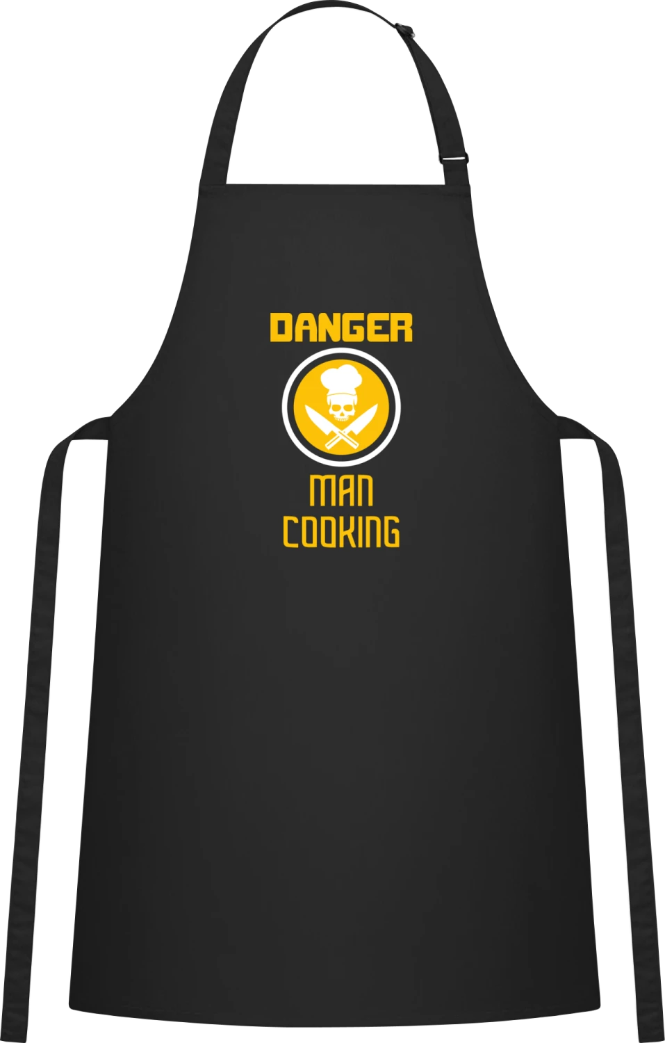 Danger Man Cooking - Black Cotton Bib Apron - Front