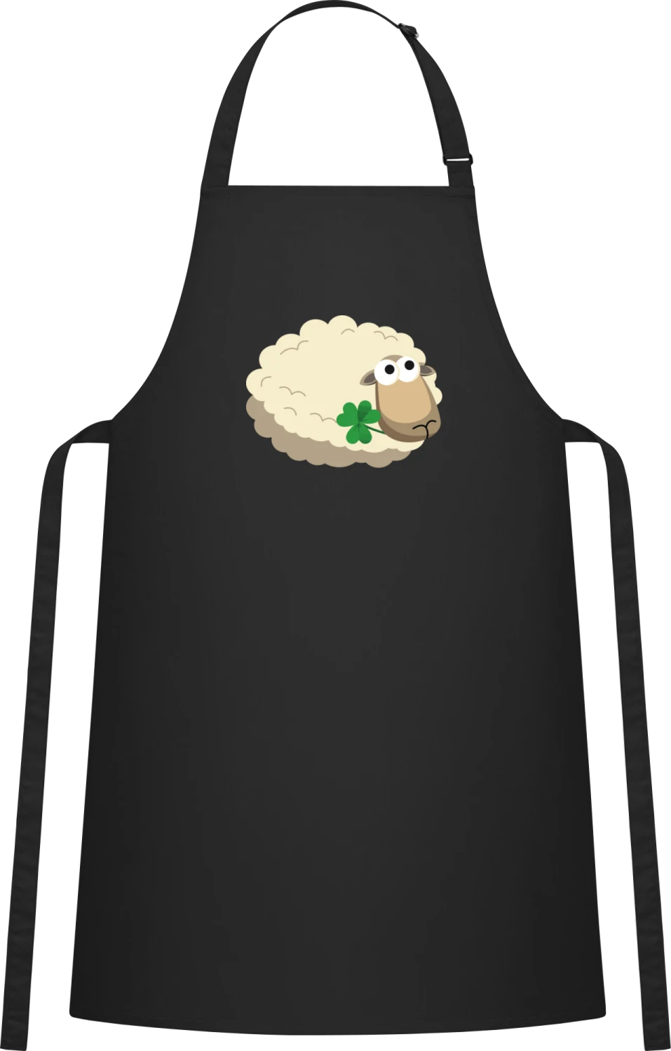 Lucky Sheep - Black Cotton Bib Apron - Front