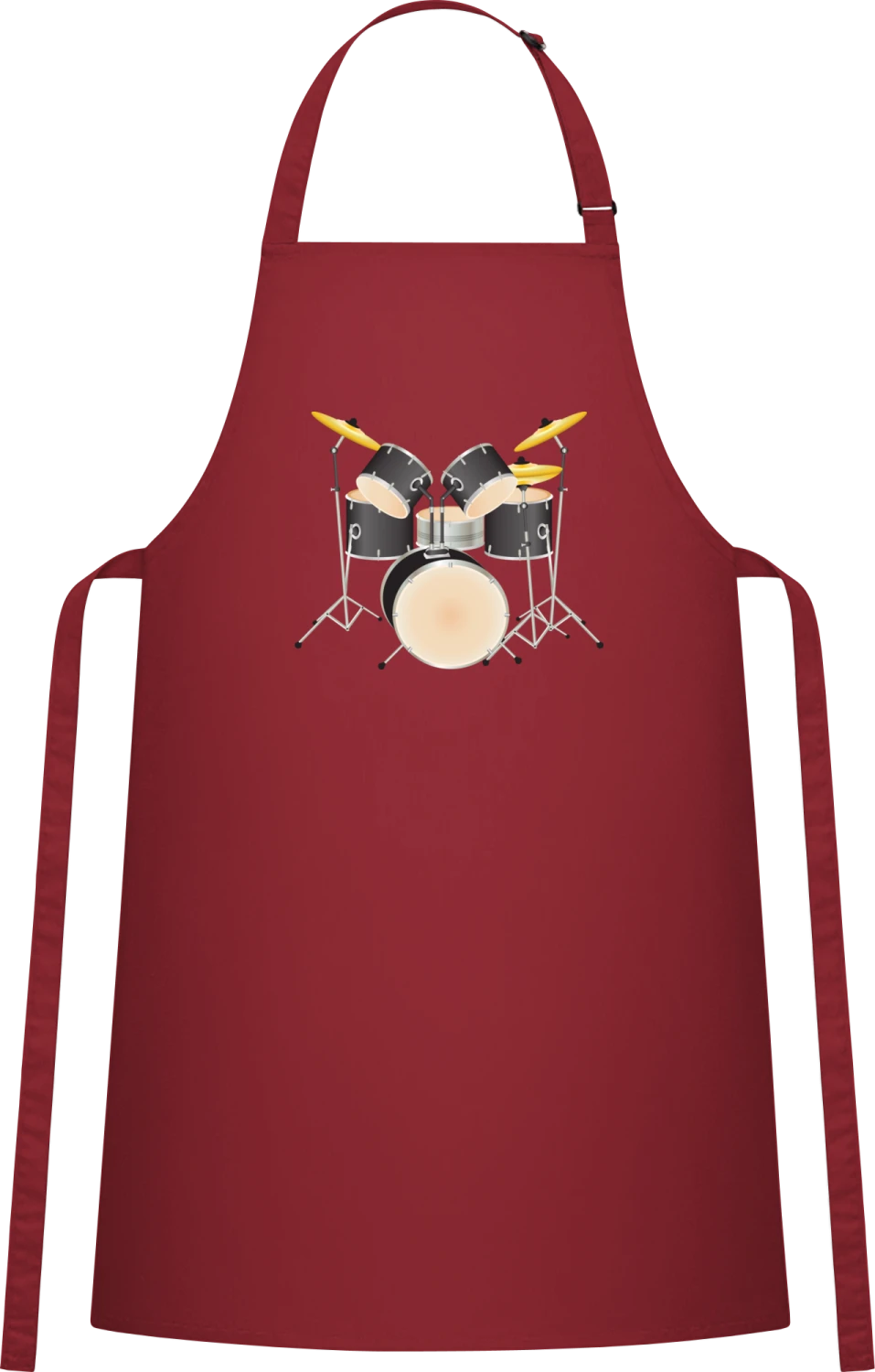 Schlagzeug Illustration - Burgundy Cotton Bib Apron - Front