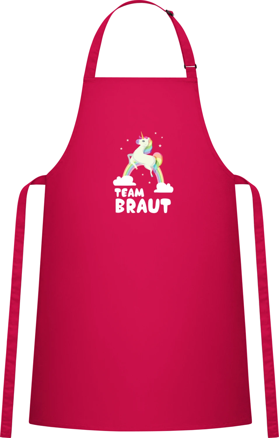 Team Braut Einhorn - Hot Pink Cotton Bib Apron - Front