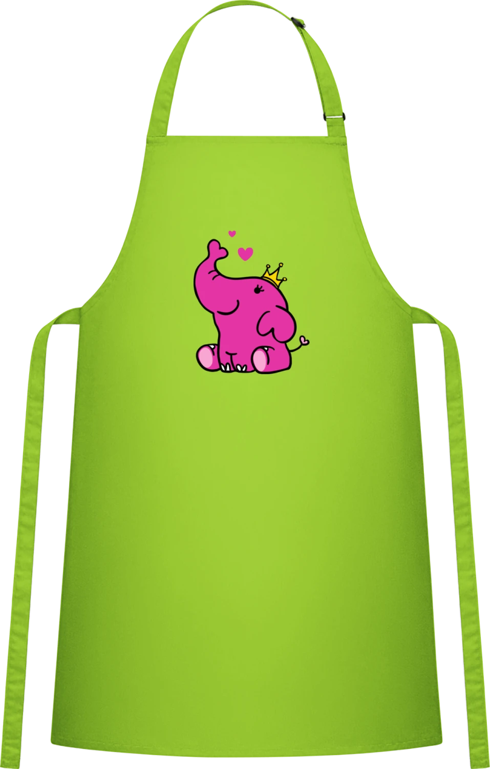 Princess Elephant - Lime Cotton Bib Apron - Front