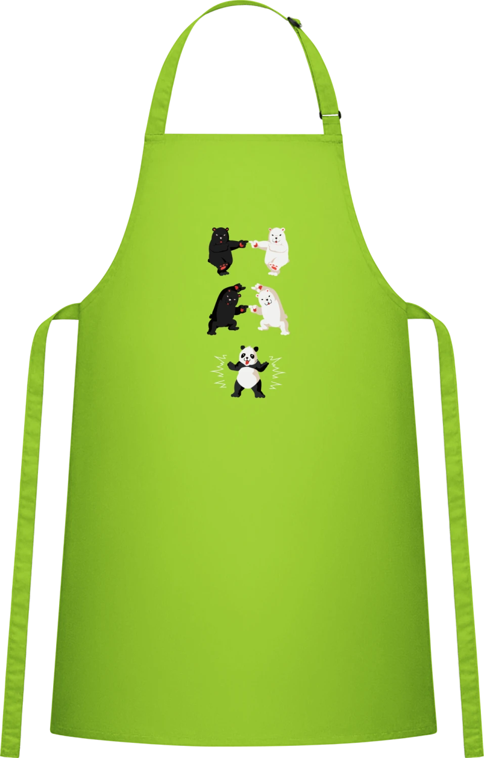 Panda Bear Fusion - Lime Cotton Bib Apron - Front