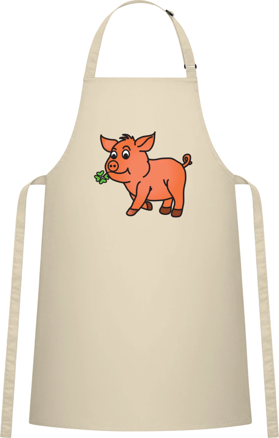 Lucky Pig - Natural Cotton Bib Apron - Front