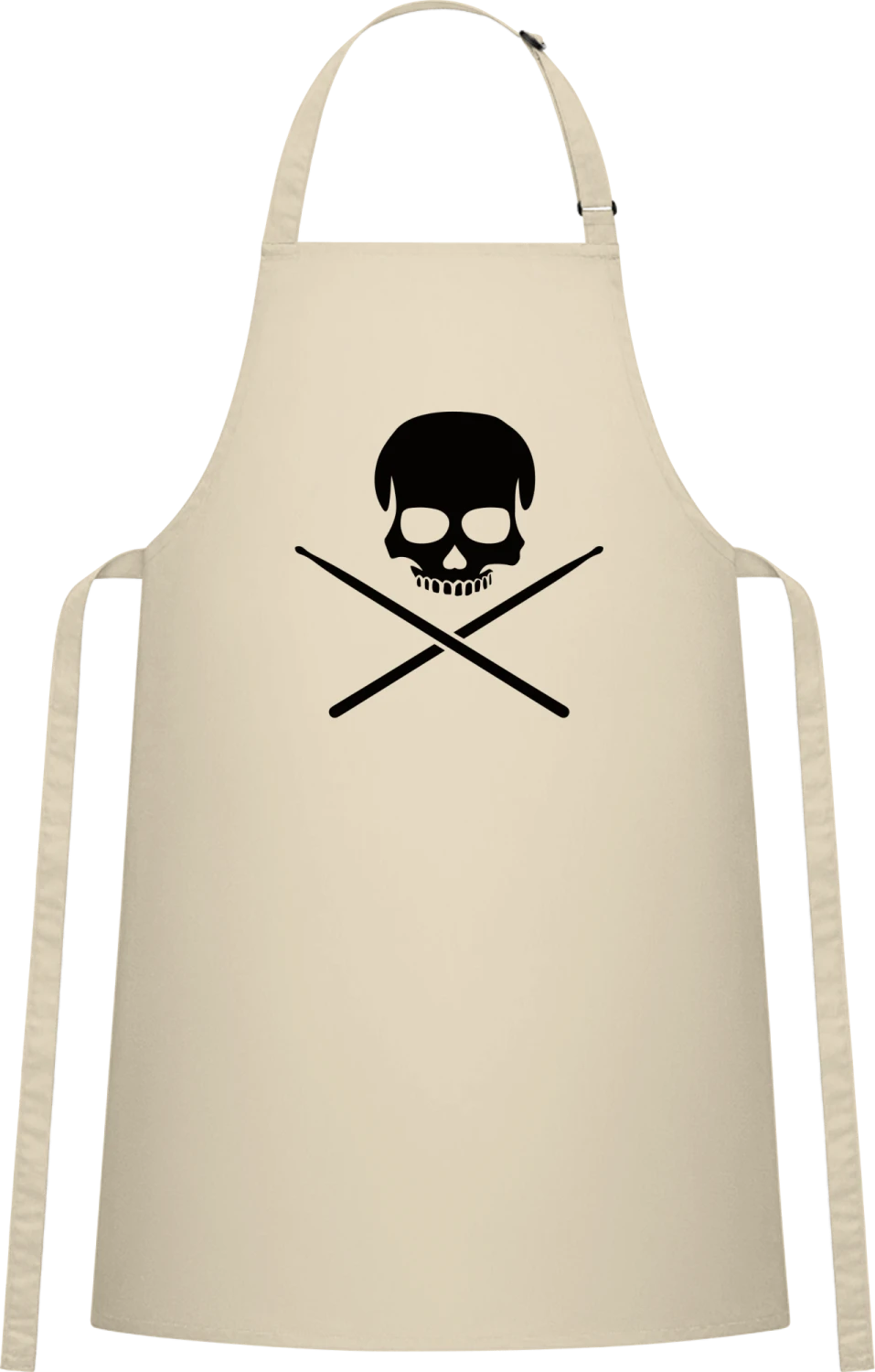 Drummer Skull - Natural Cotton Bib Apron - Front