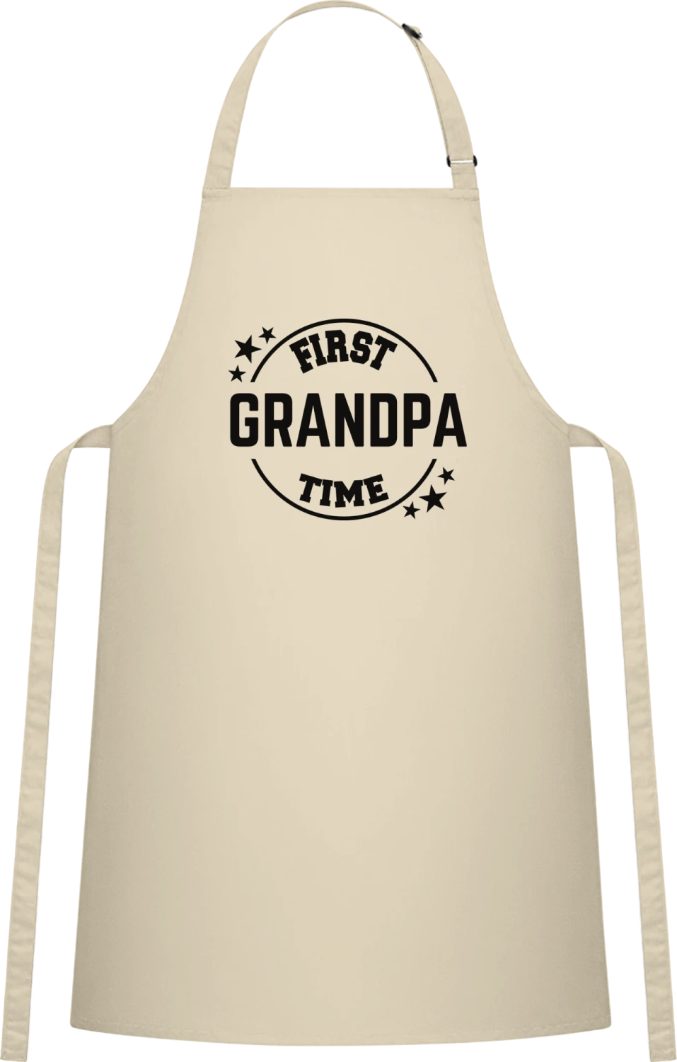 First Grandpa Time - Natural Cotton Bib Apron - Front