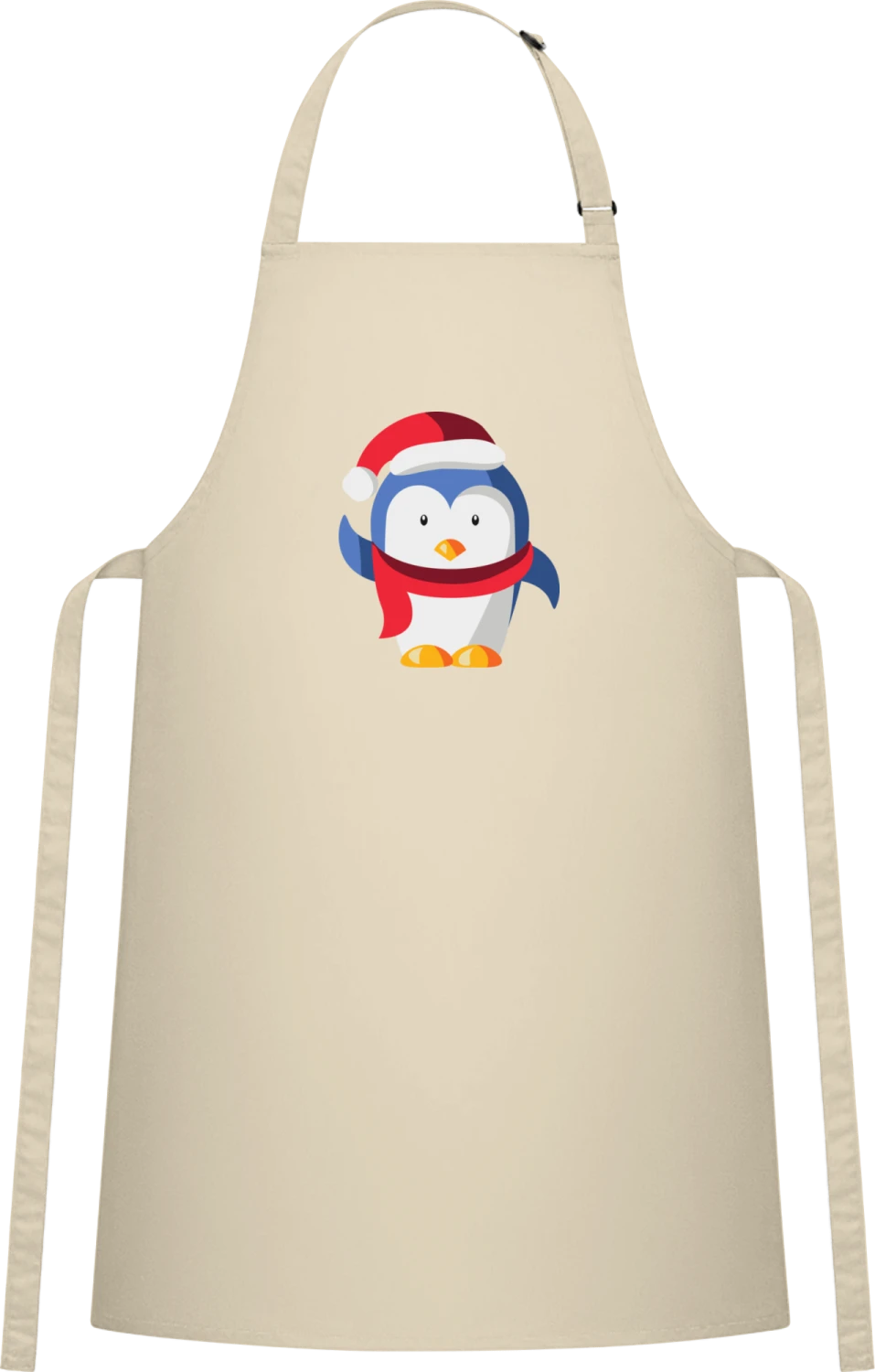 Christmas Penguin - Natural Cotton Bib Apron - Front