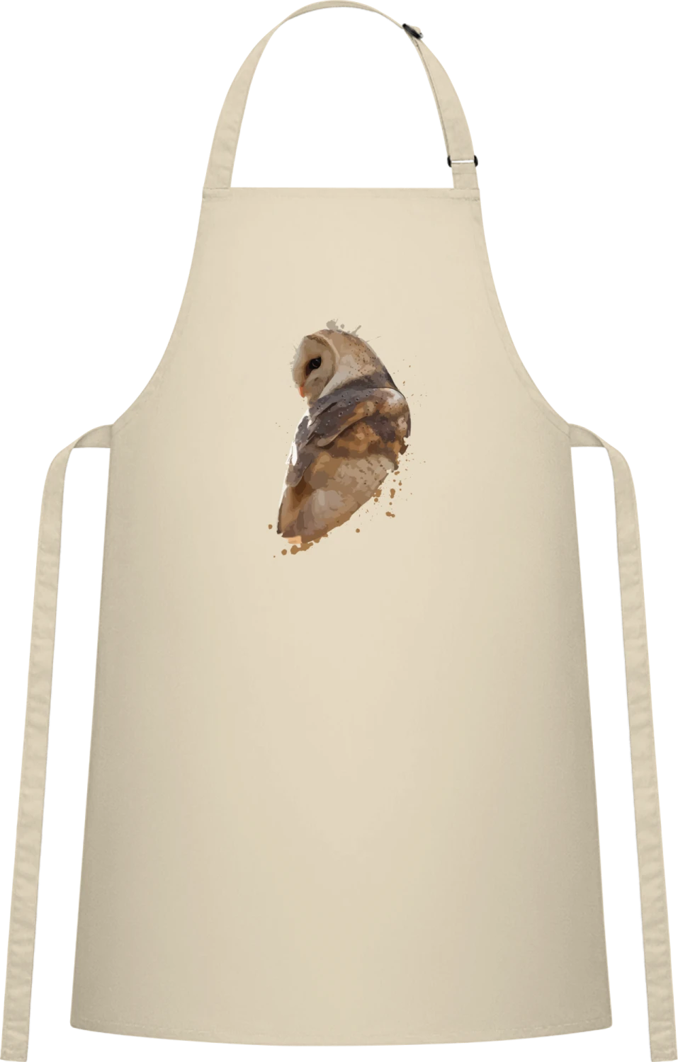 Barn Owl Watercolor Painting - Natural Cotton Bib Apron - Front