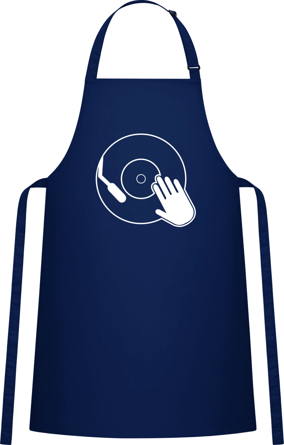 Scratching Vinyl - Navy Cotton Bib Apron - Front