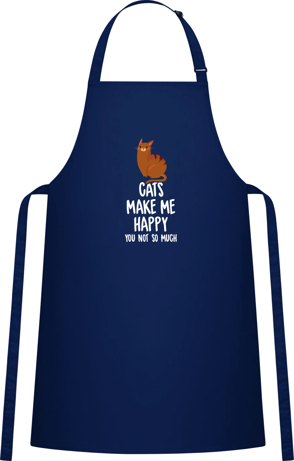 Cats Make Me Happy, You Not - Navy Cotton Bib Apron - Front