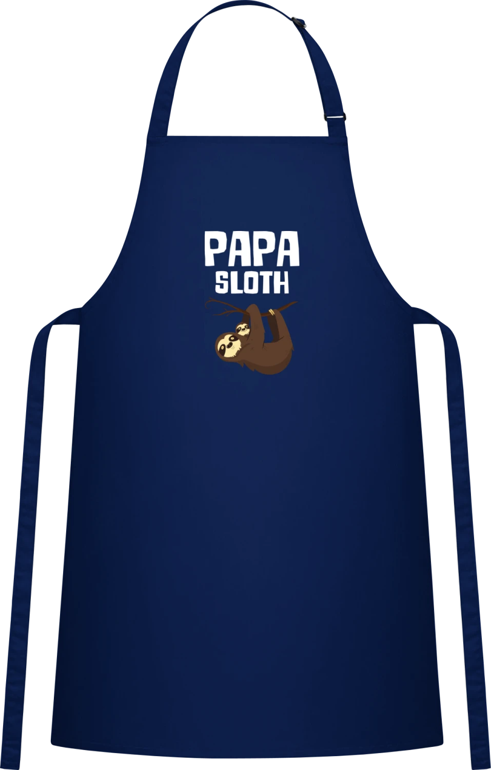 Papa Sloth - Navy Cotton Bib Apron - Front