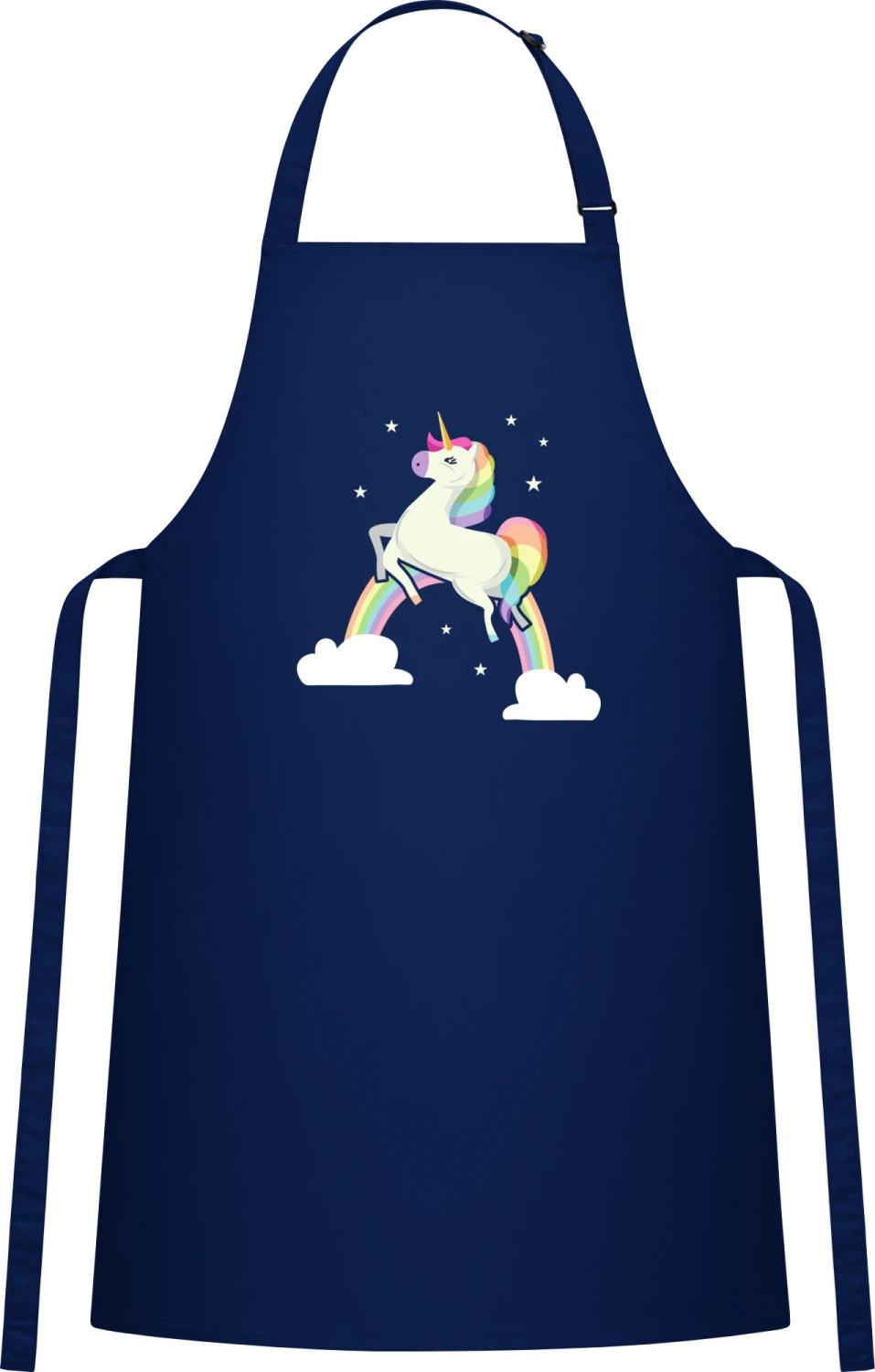 Unicorn Fantasy - Navy Cotton Bib Apron - Front