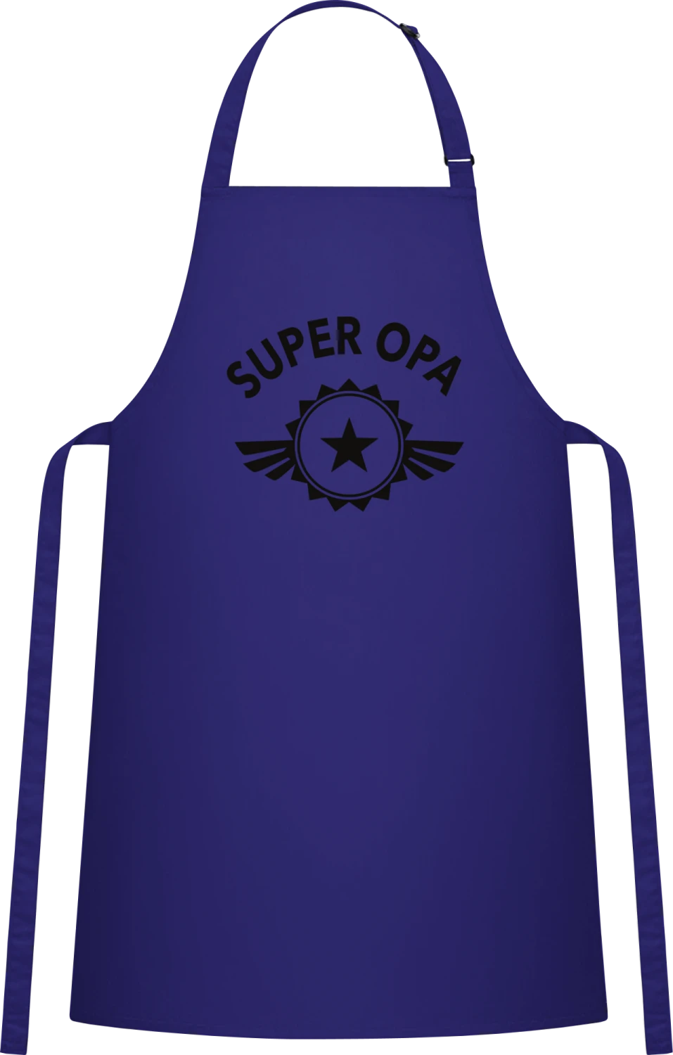 Super Opa - Royal Blue Cotton Bib Apron - Front