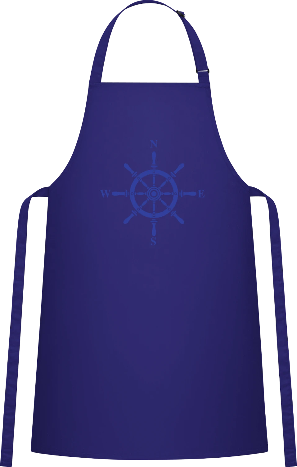 North West East South Sailing Navigation - Royal Blue Cotton Bib Apron - Front