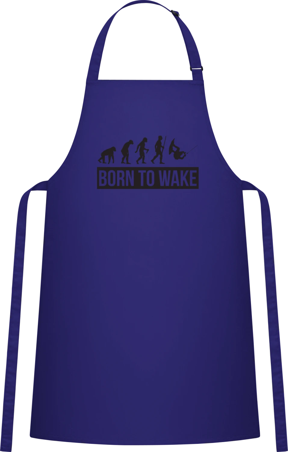 Born To Wake - Royal Blue Cotton Bib Apron - Front