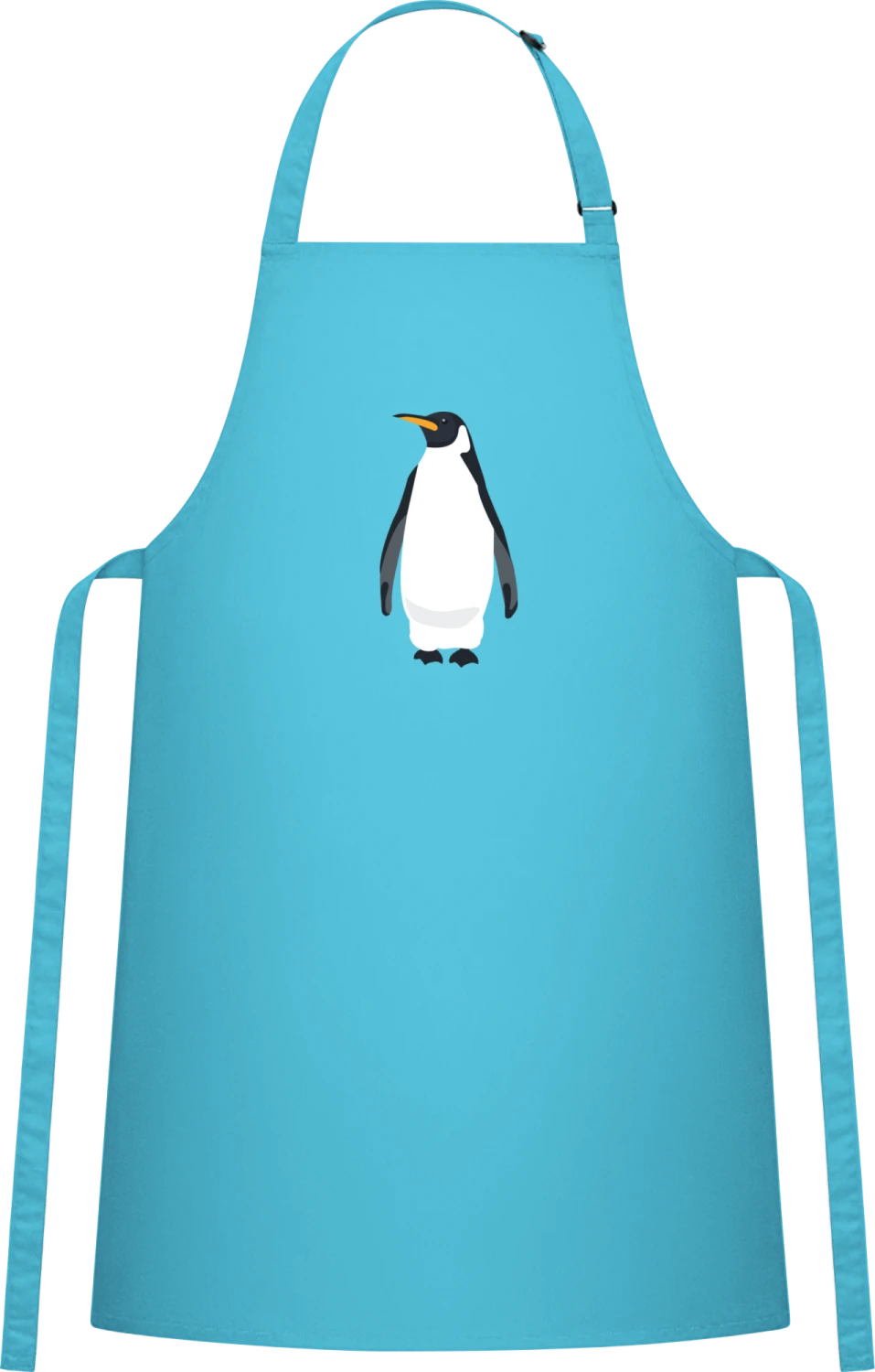 Penguin Illustration - Turquoise Cotton Bib Apron - Front