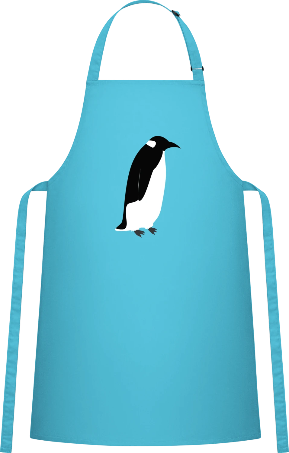 Illustration Of A Penguin - Turquoise Cotton Bib Apron - Front