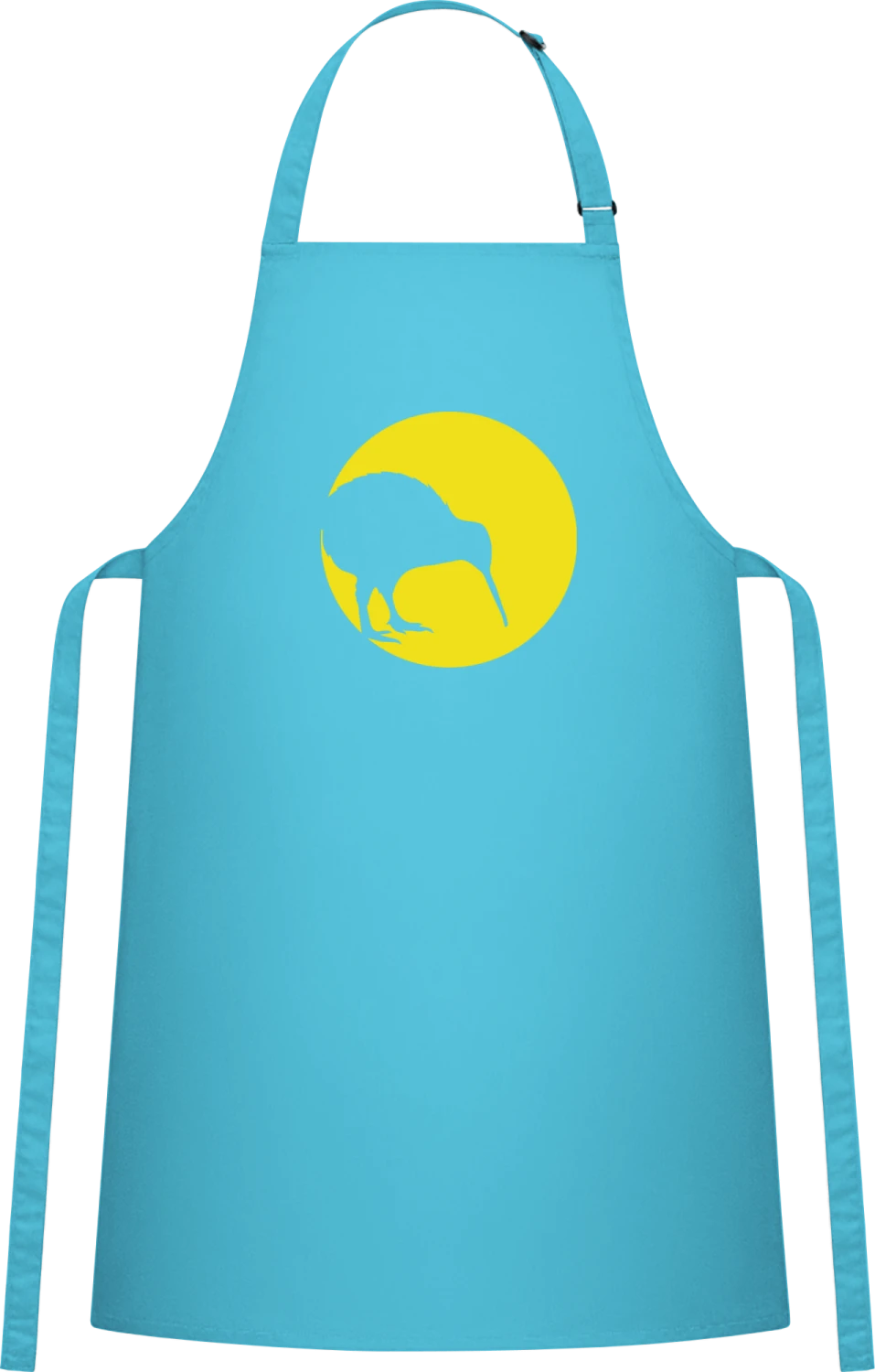 Kiwi Bird In The Moonlight - Turquoise Cotton Bib Apron - Front