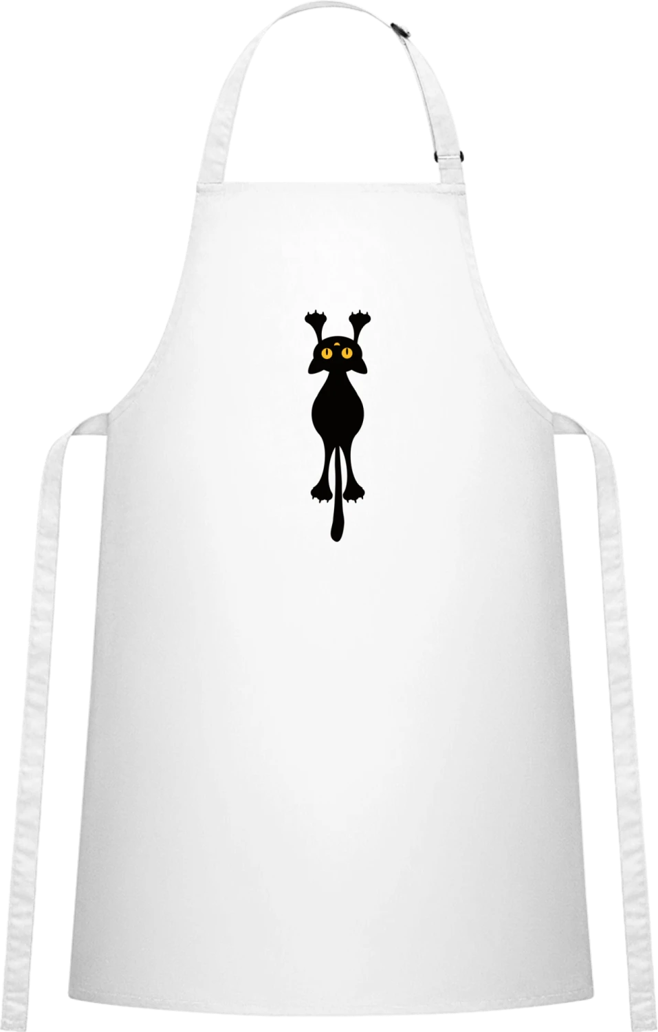 Hanging Cat - White Cotton Bib Apron - Front